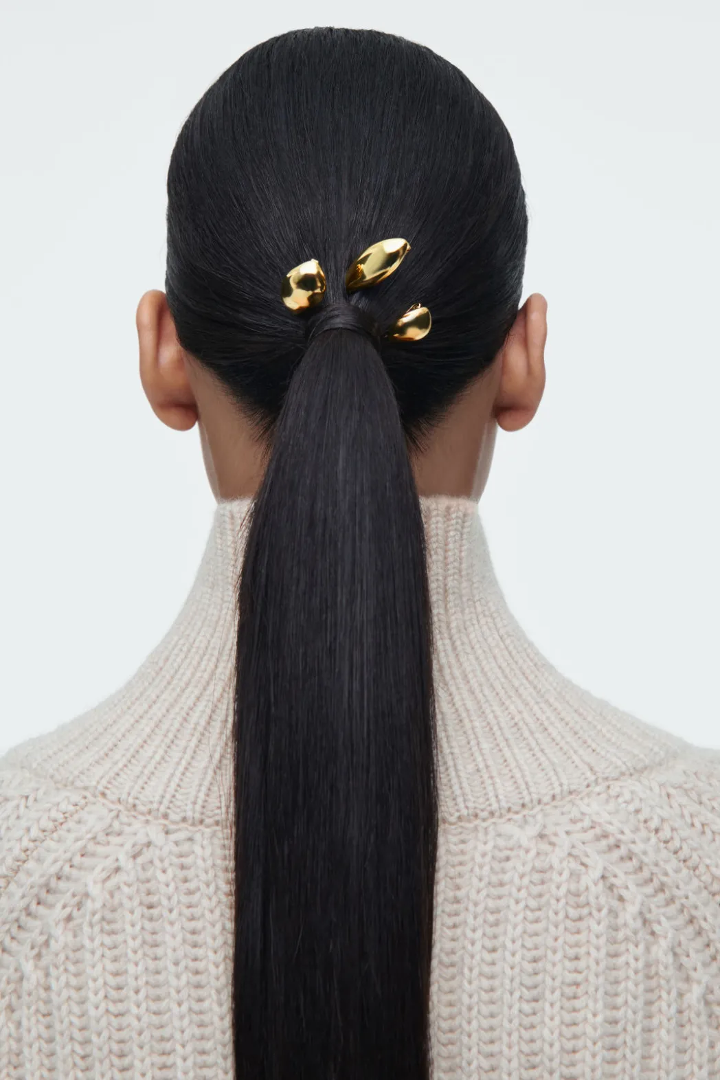 New COS 3-PACK CHUNKY DROPLET HAIR SLIDES GOLD