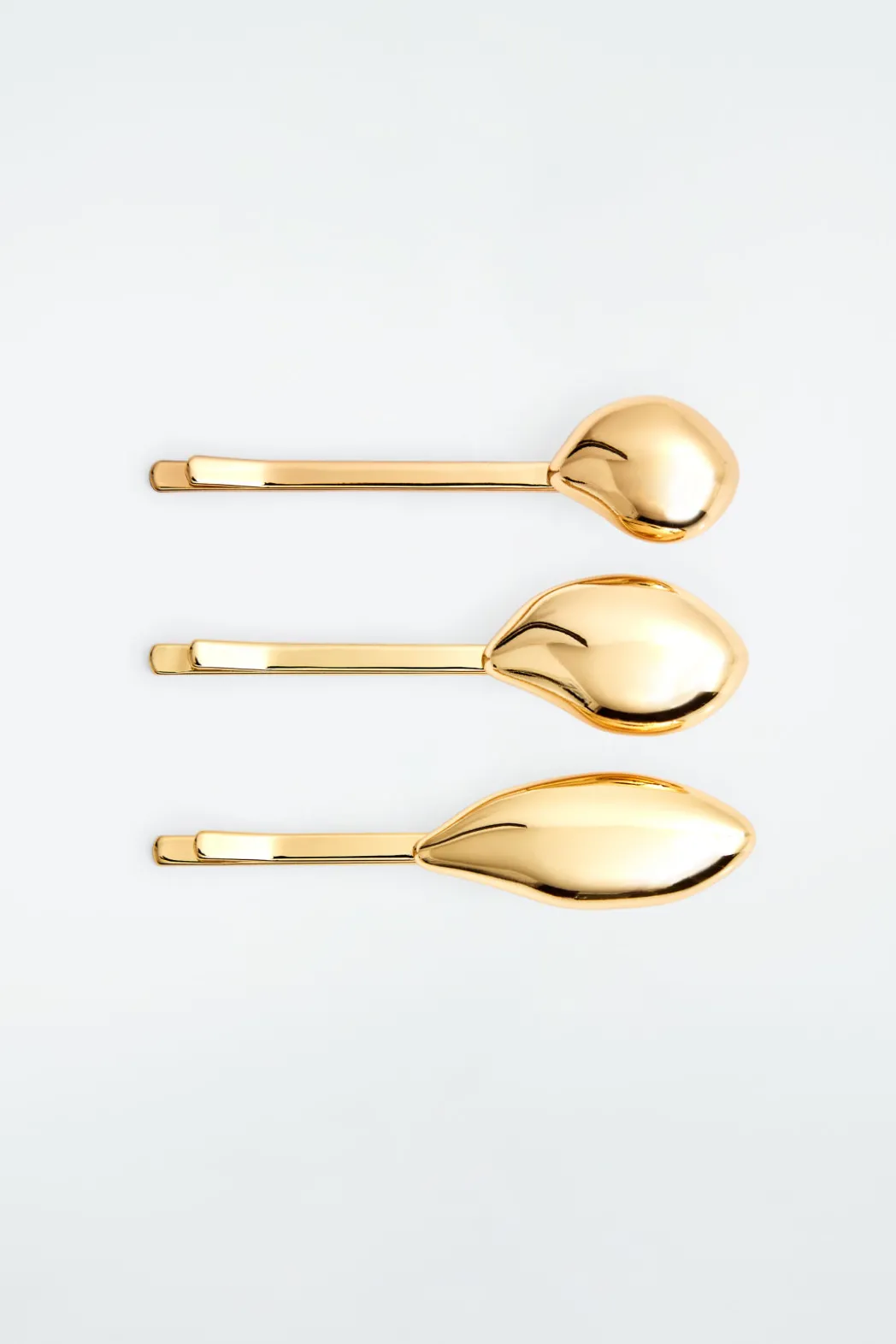 New COS 3-PACK CHUNKY DROPLET HAIR SLIDES GOLD