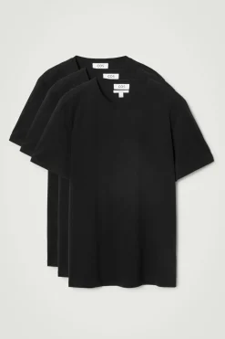 Sale COS 3-PACK REGULAR COTTON T-SHIRTS black