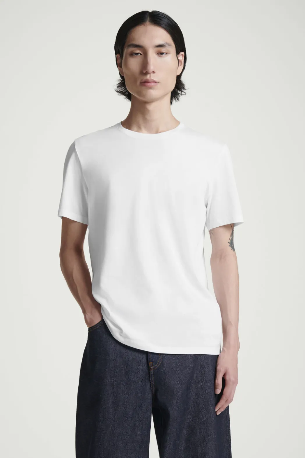 Discount COS 3-PACK REGULAR COTTON T-SHIRTS NAVY / GRAY / WHITE