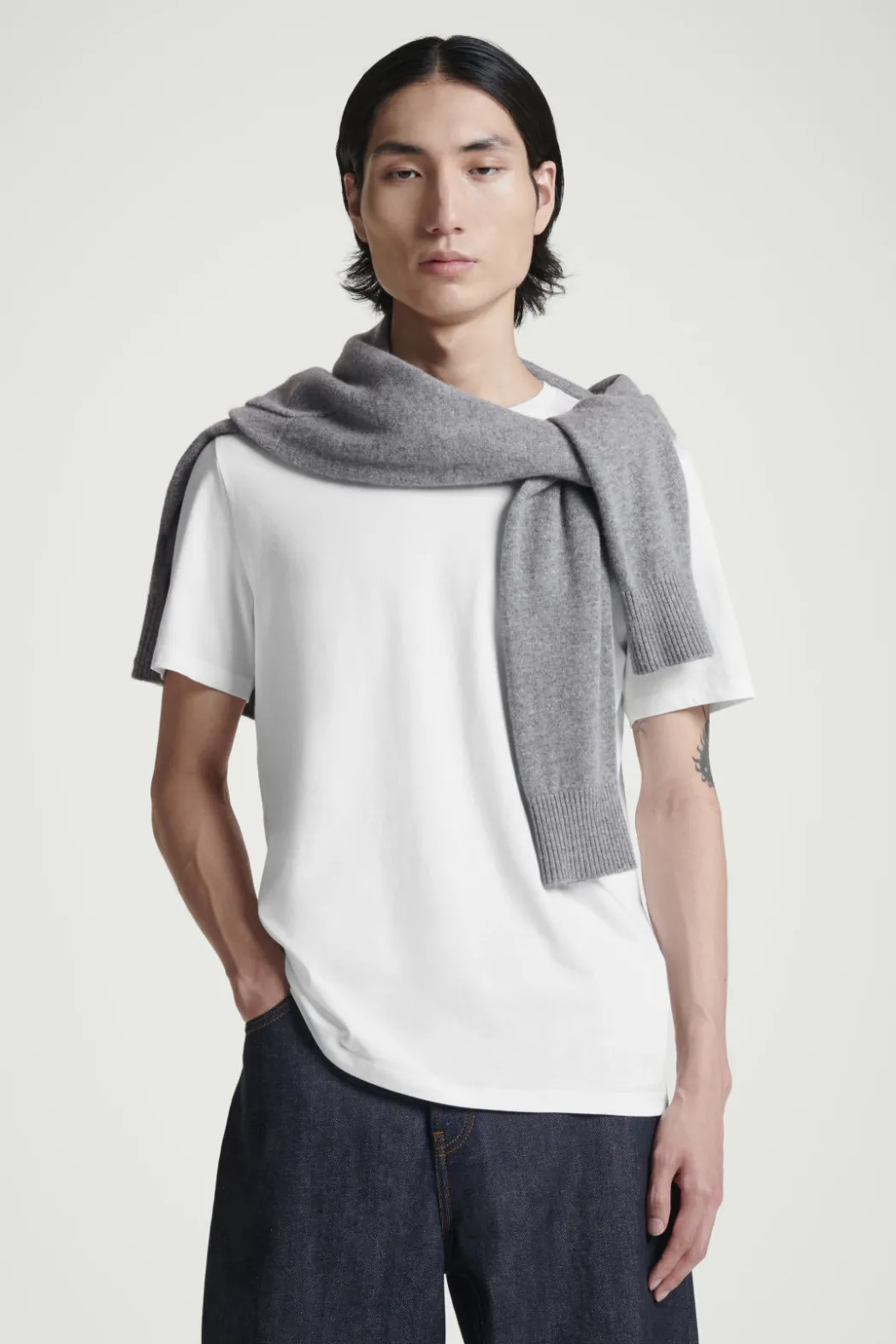 Discount COS 3-PACK REGULAR COTTON T-SHIRTS NAVY / GRAY / WHITE
