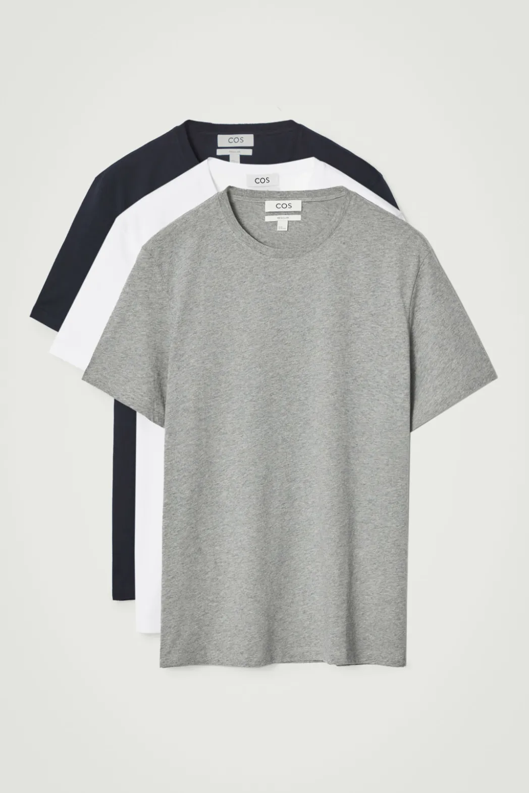 Discount COS 3-PACK REGULAR COTTON T-SHIRTS NAVY / GRAY / WHITE