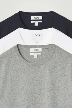 Discount COS 3-PACK REGULAR COTTON T-SHIRTS NAVY / GRAY / WHITE