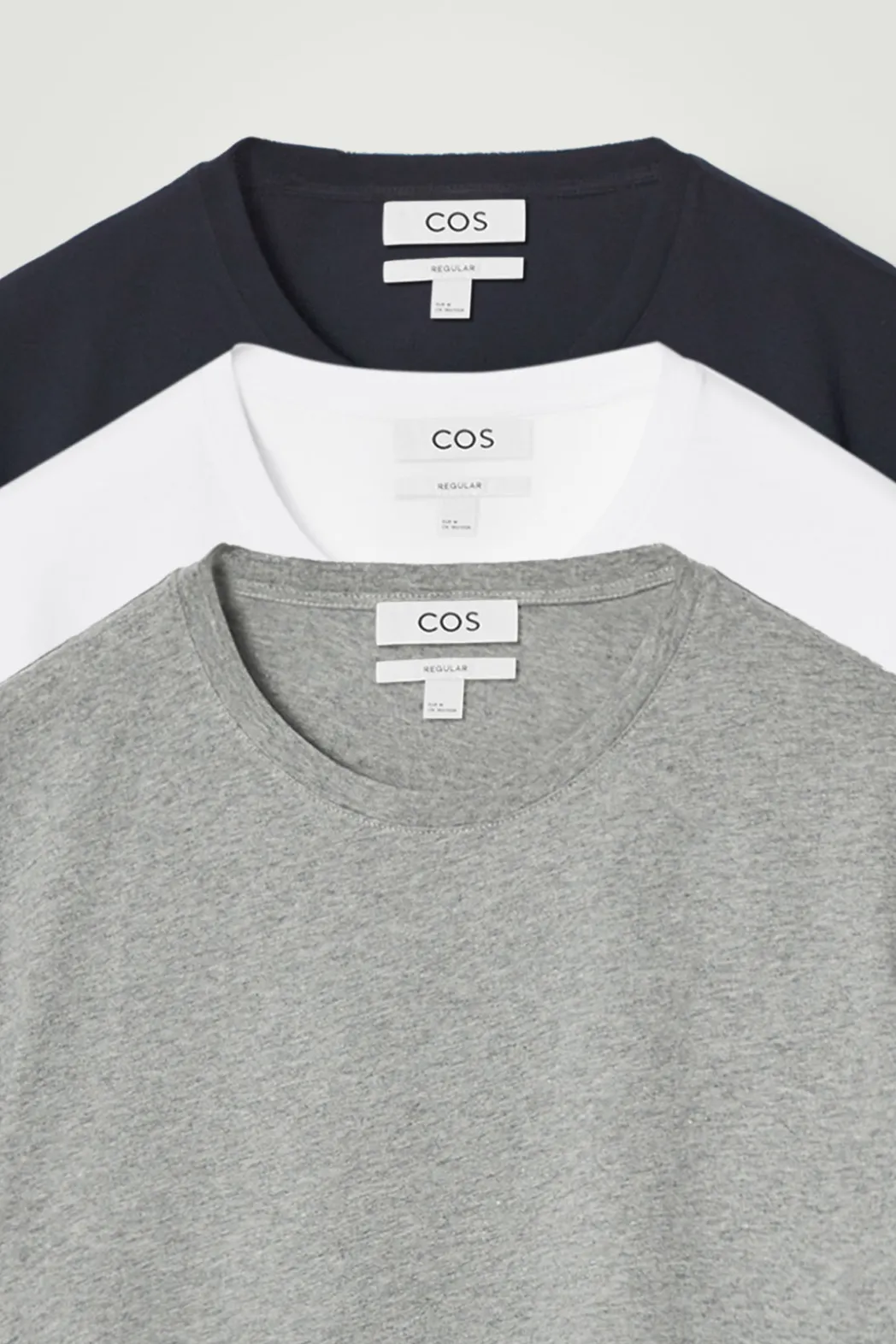 Discount COS 3-PACK REGULAR COTTON T-SHIRTS NAVY / GRAY / WHITE