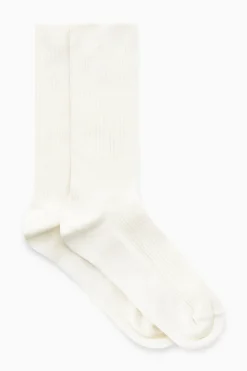 Sale COS 2-PACK RIBBED SOCKS CREAM
