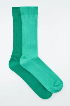 Outlet COS 2-PACK RIBBED SOCKS TURQUOISE / TEAL