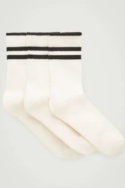 COS 3-PACK RIBBED SPORT SOCKS WHITE / STRIPED