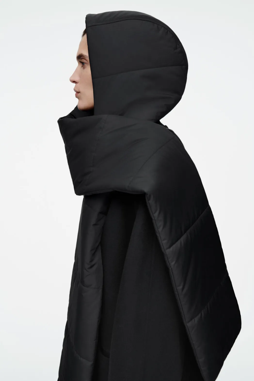 Sale COS PADDED HYBRID HOODED SCARF BLACK