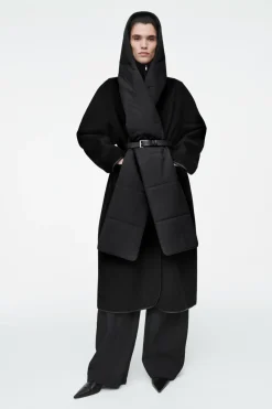 Sale COS PADDED HYBRID HOODED SCARF BLACK