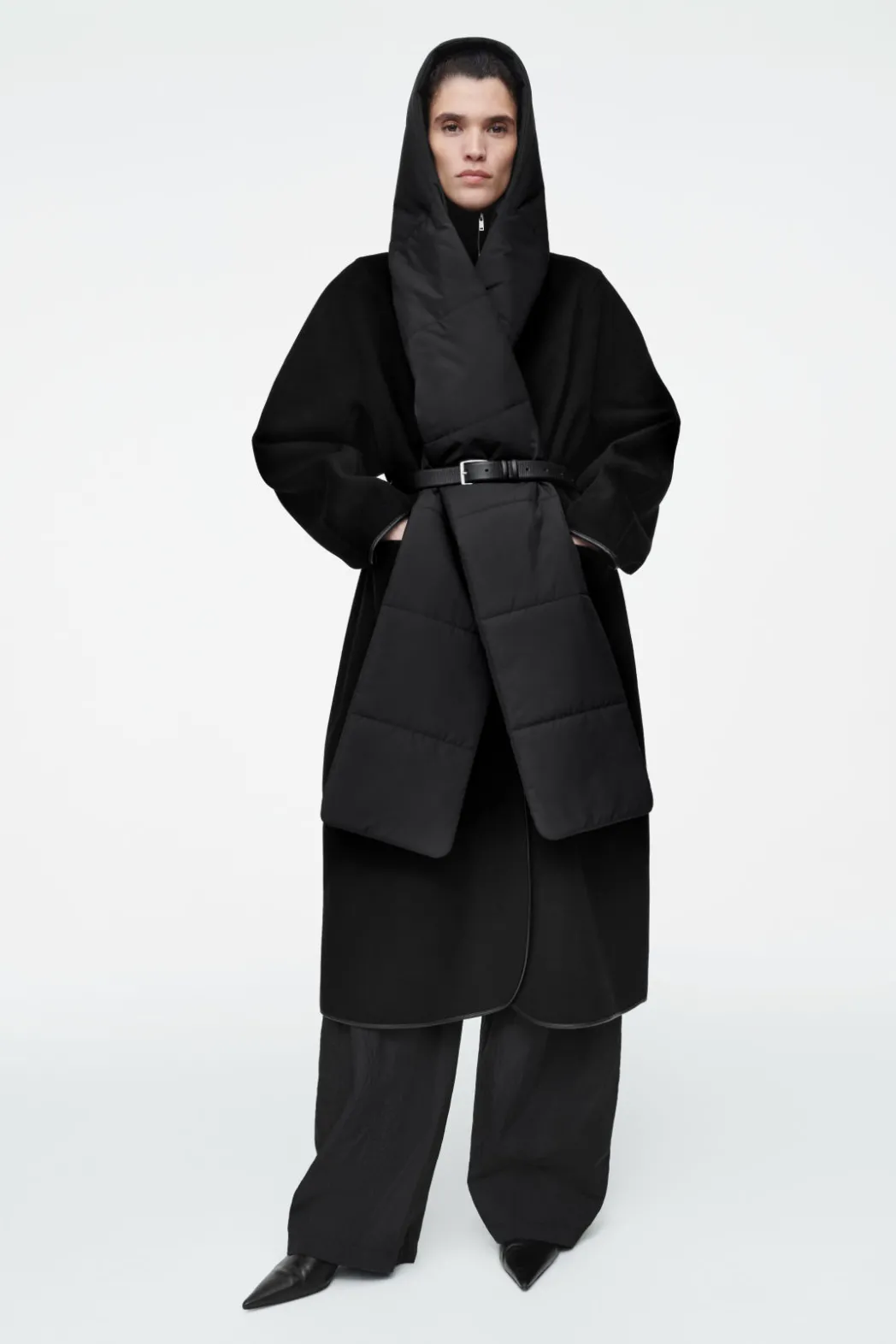 Sale COS PADDED HYBRID HOODED SCARF BLACK