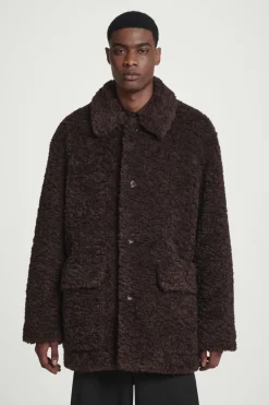 Discount COS PADDED TEDDY JACKET DARK BROWN