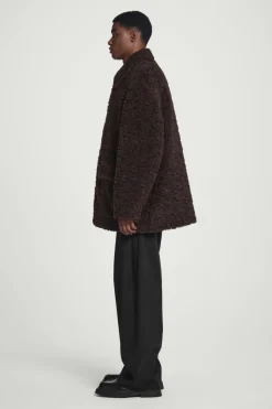 Discount COS PADDED TEDDY JACKET DARK BROWN