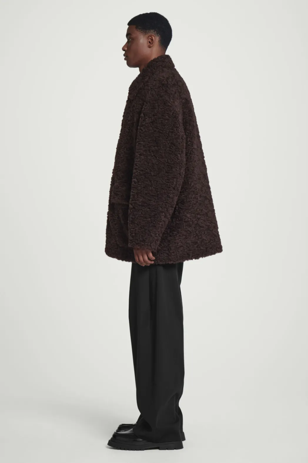 Discount COS PADDED TEDDY JACKET DARK BROWN