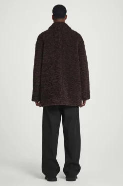 Discount COS PADDED TEDDY JACKET DARK BROWN