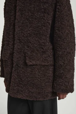 Discount COS PADDED TEDDY JACKET DARK BROWN