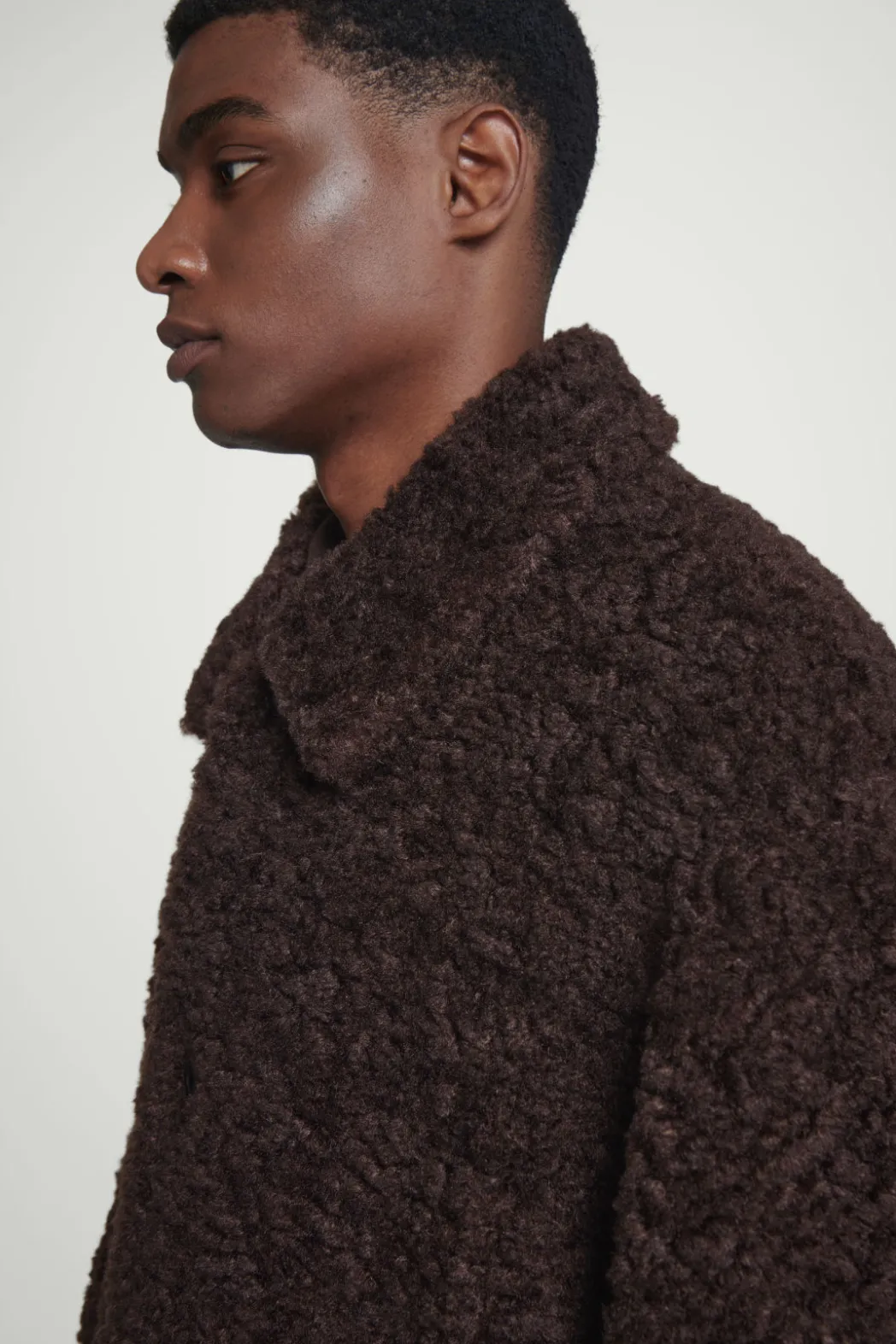 Discount COS PADDED TEDDY JACKET DARK BROWN