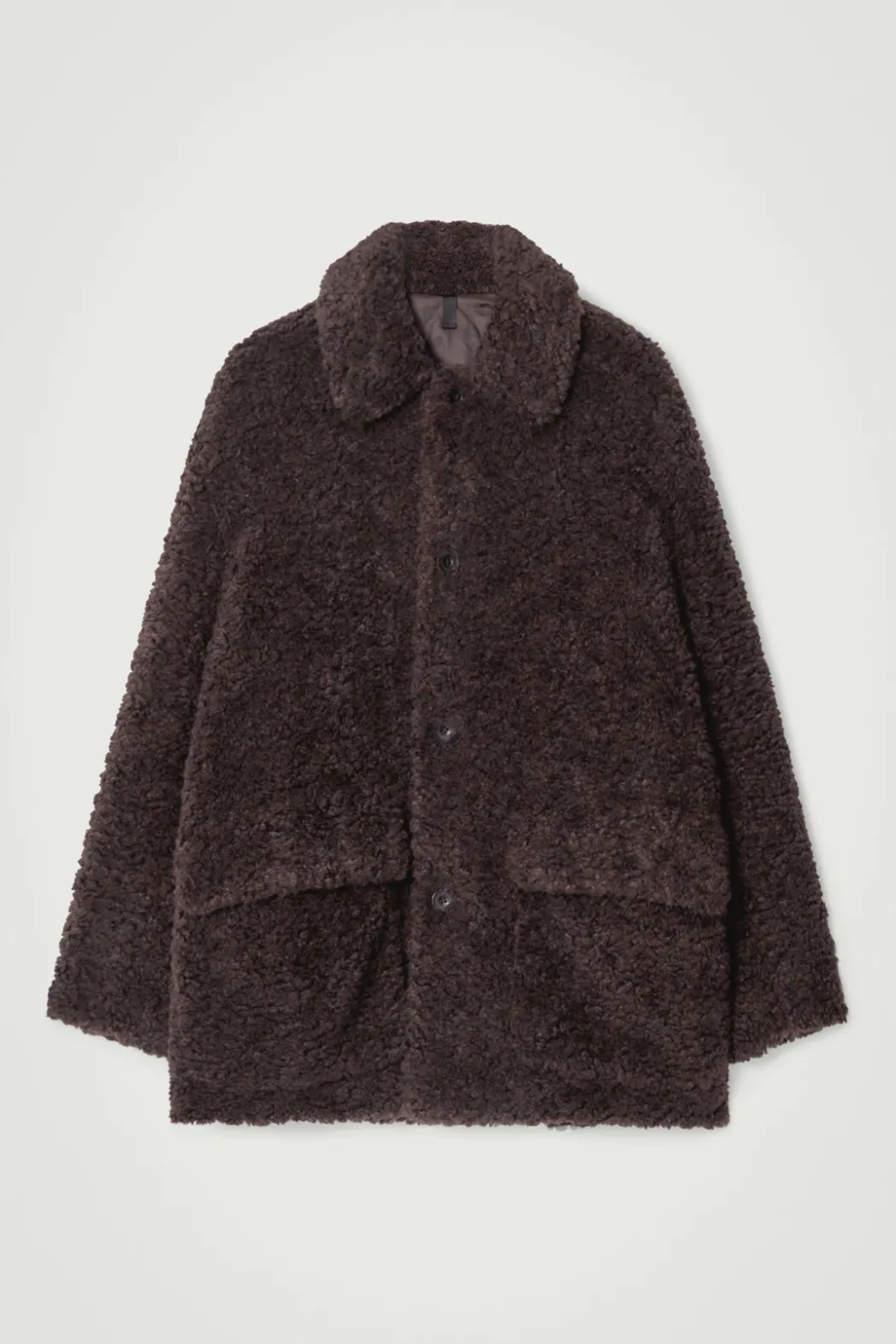 Discount COS PADDED TEDDY JACKET DARK BROWN