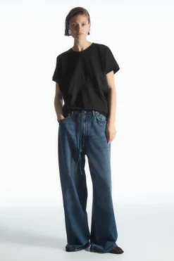 Clearance COS PANELED BATWING T-SHIRT NAVY