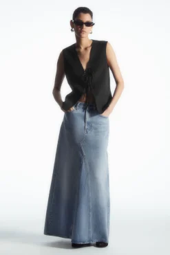 Outlet COS PANELED DENIM MAXI SKIRT BLUE