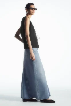 Outlet COS PANELED DENIM MAXI SKIRT BLUE