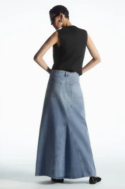 Outlet COS PANELED DENIM MAXI SKIRT BLUE