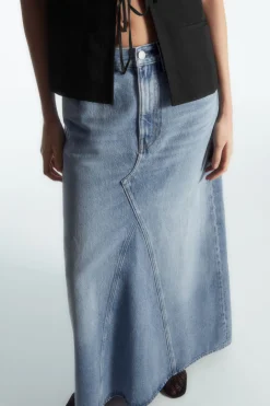 Outlet COS PANELED DENIM MAXI SKIRT BLUE