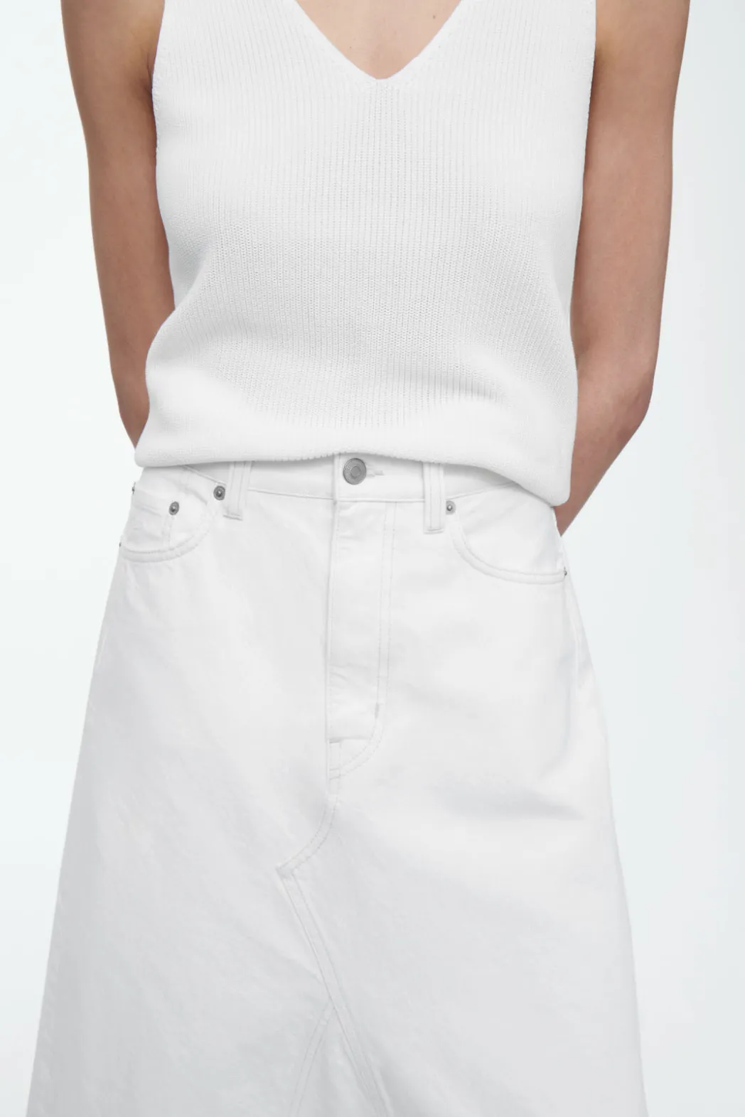 Online COS PANELED DENIM MAXI SKIRT OFF-WHITE