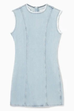 Online COS PANELED DENIM MINI DRESS LIGHT BLUE