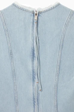Online COS PANELED DENIM MINI DRESS LIGHT BLUE