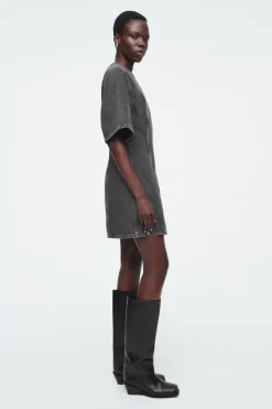 Hot COS PANELED DENIM MINI DRESS BLACK