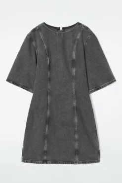 Hot COS PANELED DENIM MINI DRESS BLACK