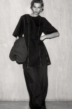 Hot COS PANELED DENIM MINI DRESS BLACK