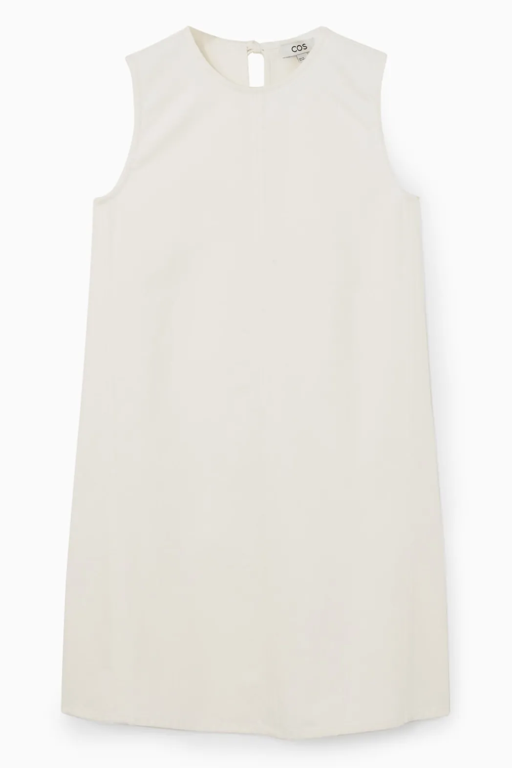 COS PANELED DENIM SHIFT DRESS WHITE