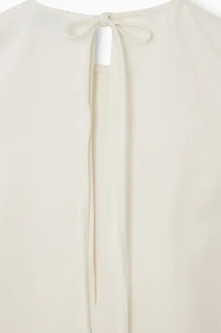 COS PANELED DENIM SHIFT DRESS WHITE