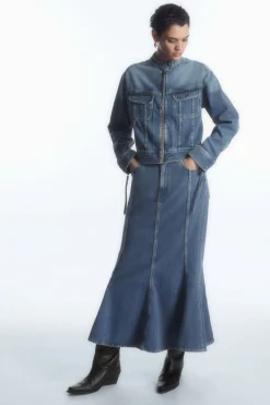 Hot COS PANELED FLARED DENIM SKIRT FADED BLUE