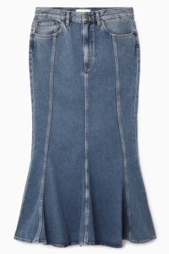 Hot COS PANELED FLARED DENIM SKIRT FADED BLUE