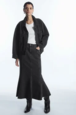 Best COS PANELED FLARED DENIM SKIRT BLACK