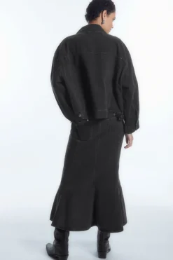 Best COS PANELED FLARED DENIM SKIRT BLACK
