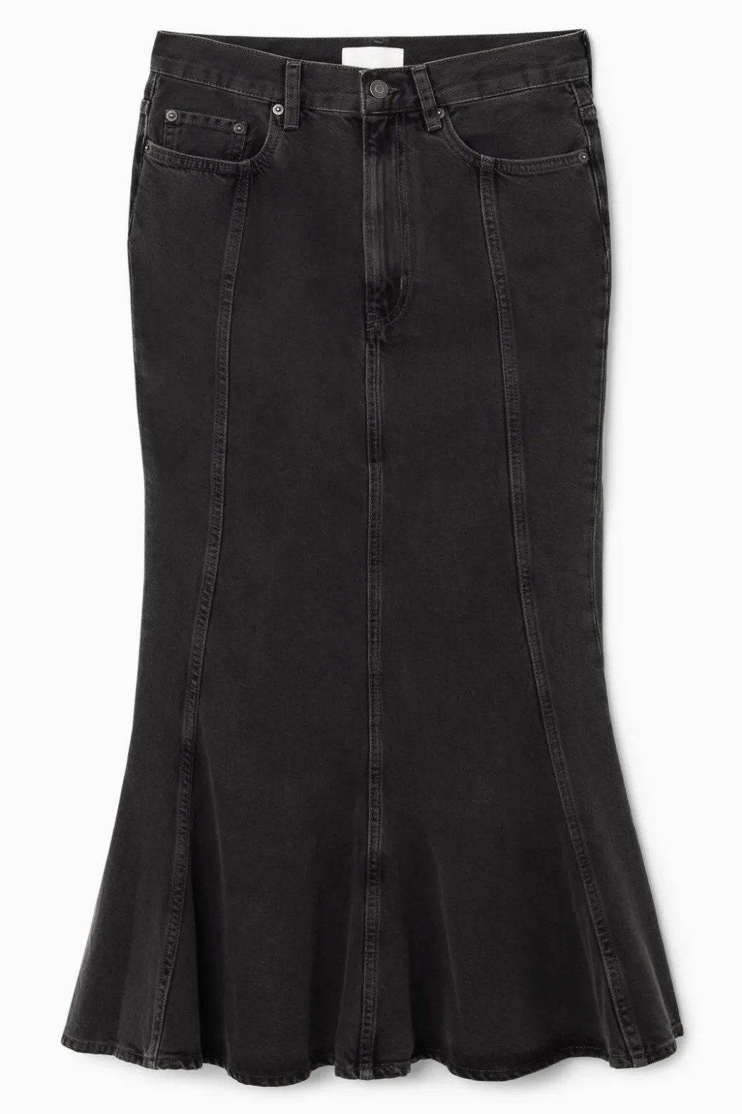 Best COS PANELED FLARED DENIM SKIRT BLACK