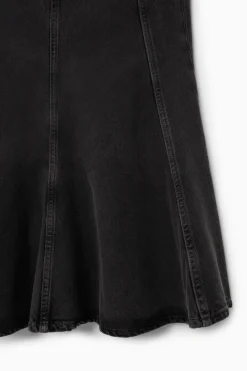 Best COS PANELED FLARED DENIM SKIRT BLACK