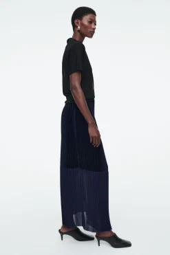 Best COS PANELED PLEATED COLUMN MAXI SKIRT NAVY