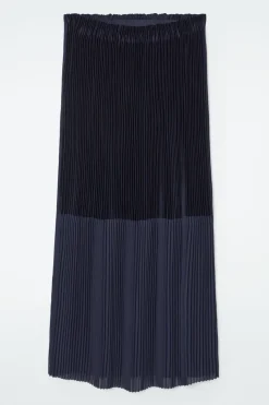Best COS PANELED PLEATED COLUMN MAXI SKIRT NAVY