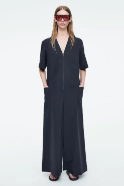 Clearance COS PANELED V-NECK JUMPSUIT NAVY