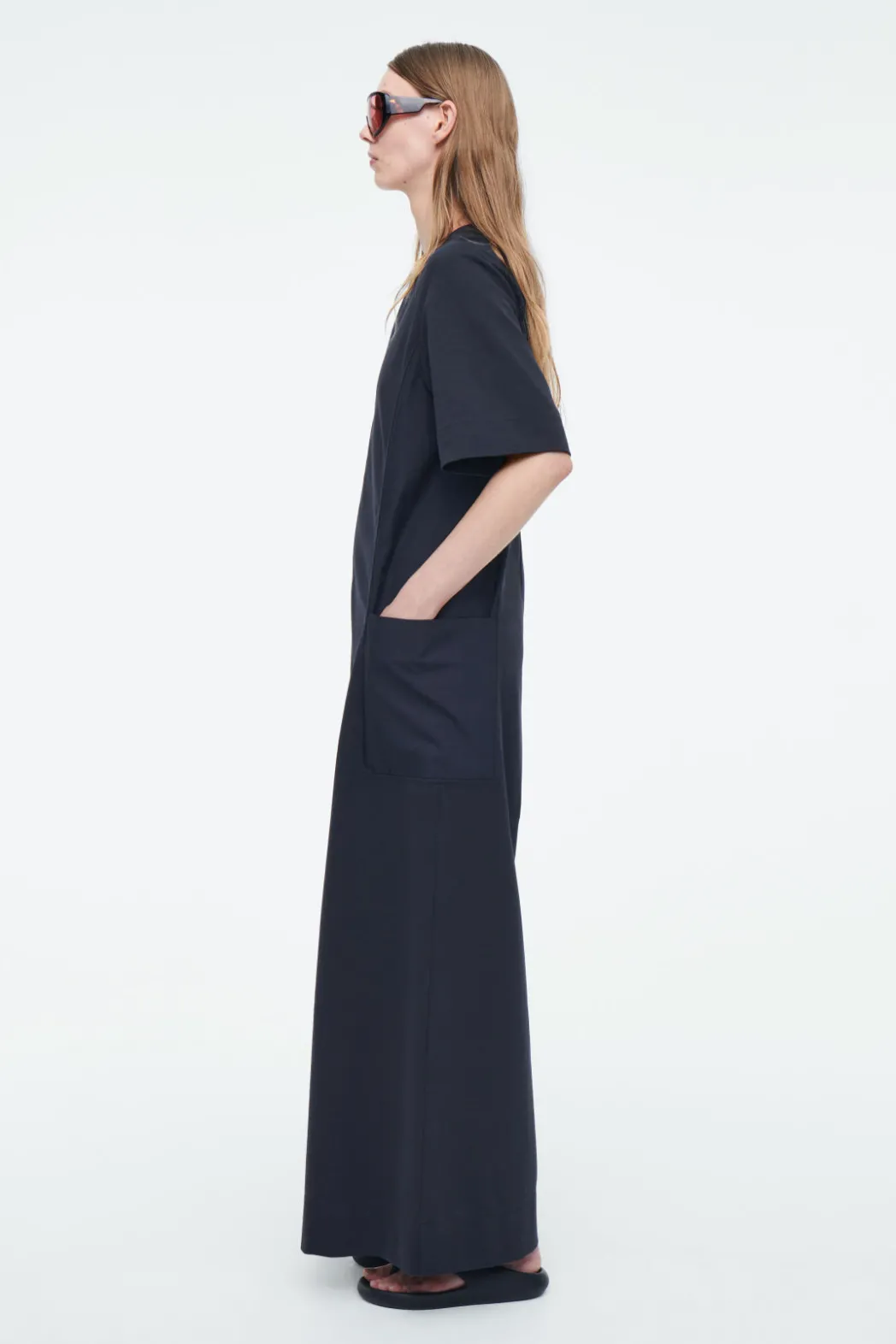Clearance COS PANELED V-NECK JUMPSUIT NAVY