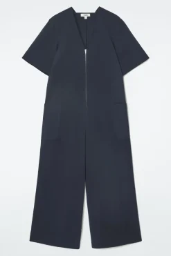 Clearance COS PANELED V-NECK JUMPSUIT NAVY