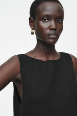 Hot COS PANELED WOOL SHIFT DRESS BLACK