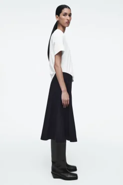 Outlet COS PANELLED WOOL MIDI SKIRT NAVY