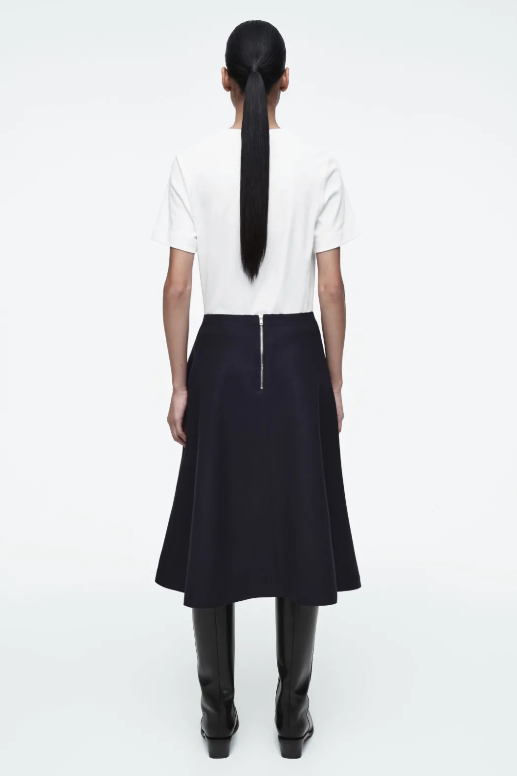 Outlet COS PANELLED WOOL MIDI SKIRT NAVY