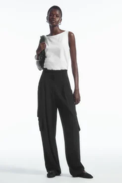 Discount COS PAPERBAG UTILITY PANTS BLACK