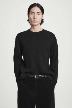 Discount COS PATCH-DETAIL WOOL-BLEND SWEATER BLACK
